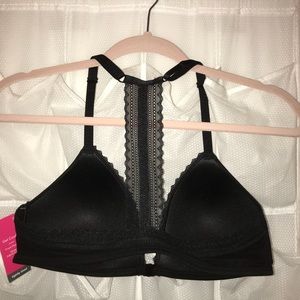 Black racer back wireless bra